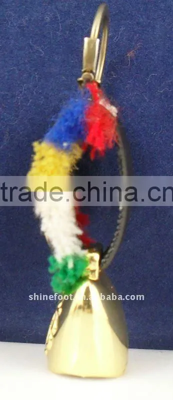 (A244) gold plated keyring bell with leather strap for promotional A2-142