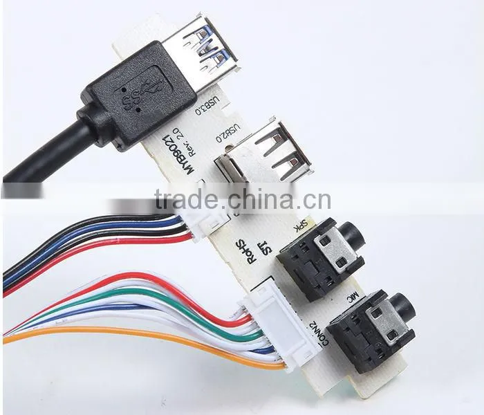 High quality 19pin or 20 pin hearder to usb 3.0 & usb 2.0 female panel mounted cable with audio port
