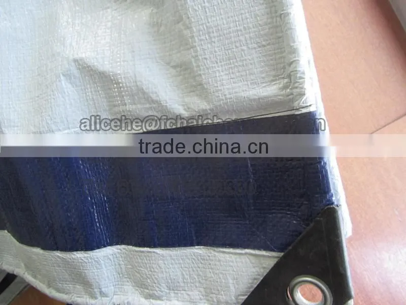 waterproof and reinforced HDPE Tarpaulin cover with black reinforced bands