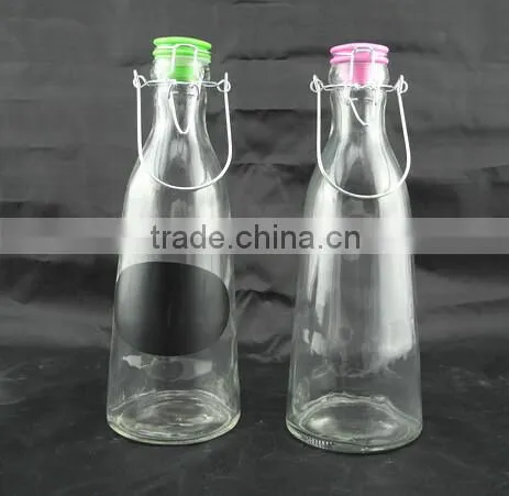 Color decal swing top glass mug for drink milk customize