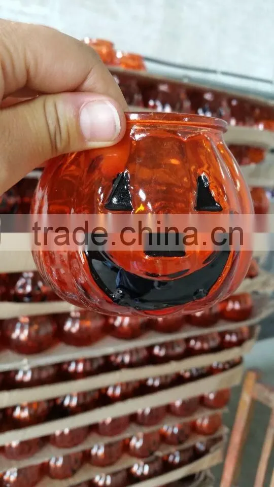 pumpking shaped glass candle jars for Halloween