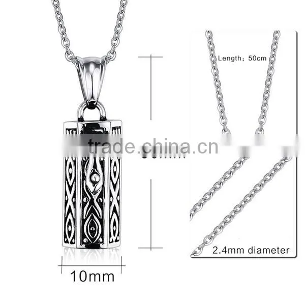 Retro Cuboid Ashes Stainless Steel Pendant Necklace