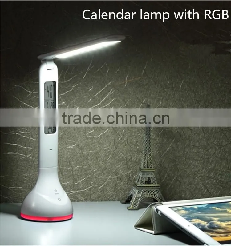 Factory LED Desk Table Lamp Rechargeable Portable Light Calendar Alarm Colck