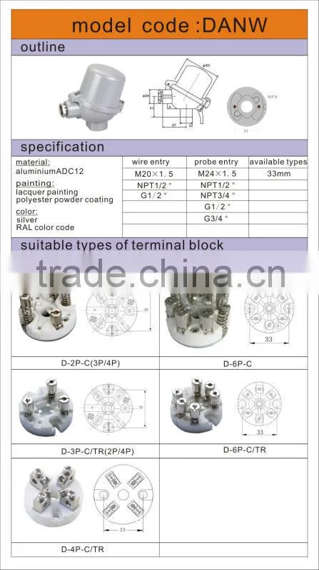 Temperature sensor connection head DANW