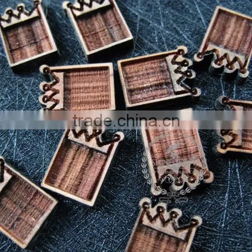 8mm setting size vintage style natual log wood bezel imperial crown square pendant setting DIY findings supplies 1431028