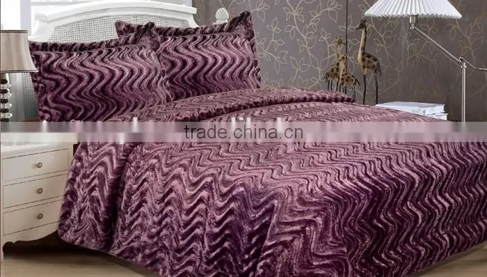 modern high quality solid color PV plush throw faux fur blanket/mink blanket