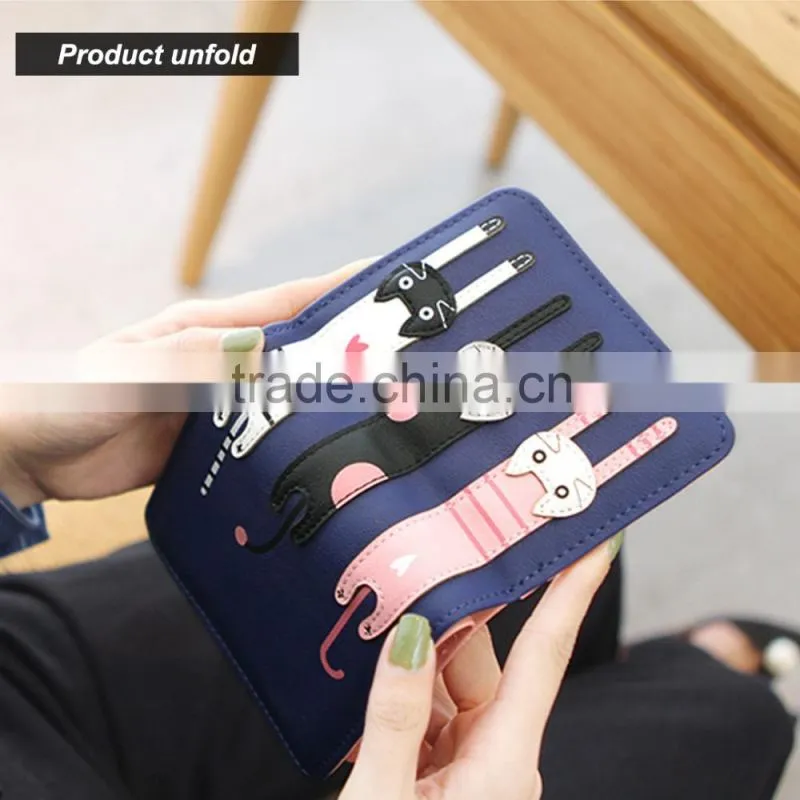 new fashion trend lady cute little cat short paragraph wallet purse handbag wallet