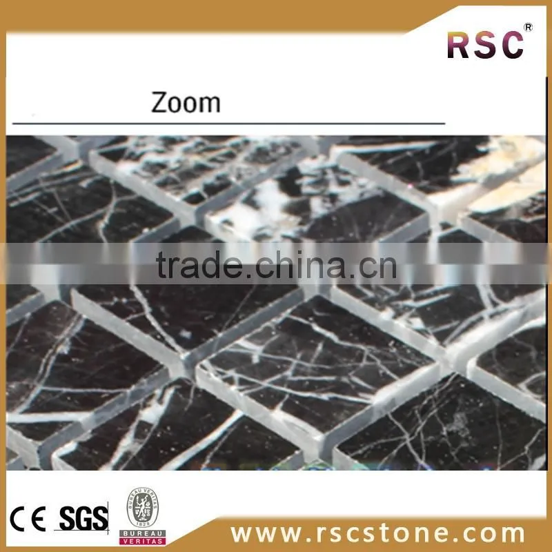Plans house house black and white marble mosaic floor tile