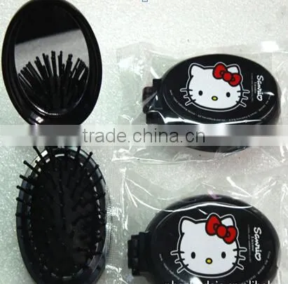 15060313 Mini Traveling Set Plastic Foldable Mirror Comb Keychain