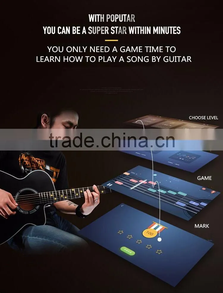 High Quality Smart Guitar For Beginner, Educational Teaching Guitar With Flashlight Mobile APP Game Instrument Fun Guitar