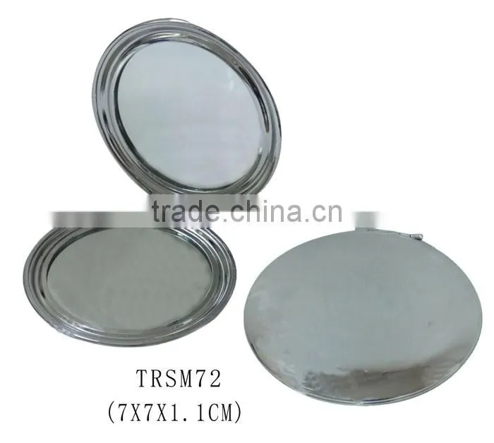 Stainless steel round shape pocket mirror foldable make up mirror
