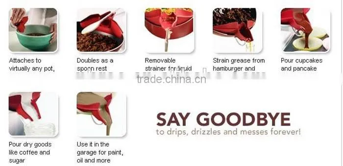 NBRSC Heat Resistant Clip On Single Red Silicone Pouring Spout