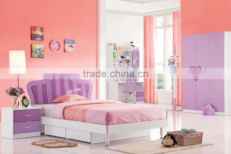 RD101 sweet girl purple princess bedroom set 2015 alibaba new children kids furniture on sale in stock
