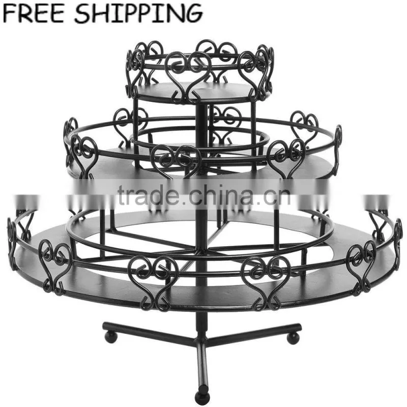 3-Tier Metal Heart Design Rotating Nail Polish Organizer Display Rack Stand Gift
