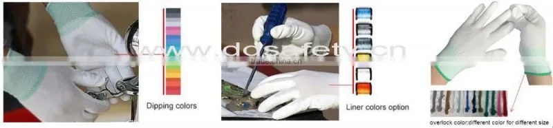 DDSAFETY Thin Nylon PU Coating Working Safety Glove Light White Nylon With Grey PU Glove