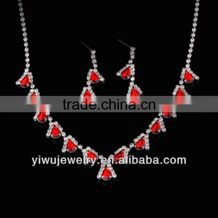 Decoration Rhinestone And Crystal Wedding Red Bridal Jewelry Set