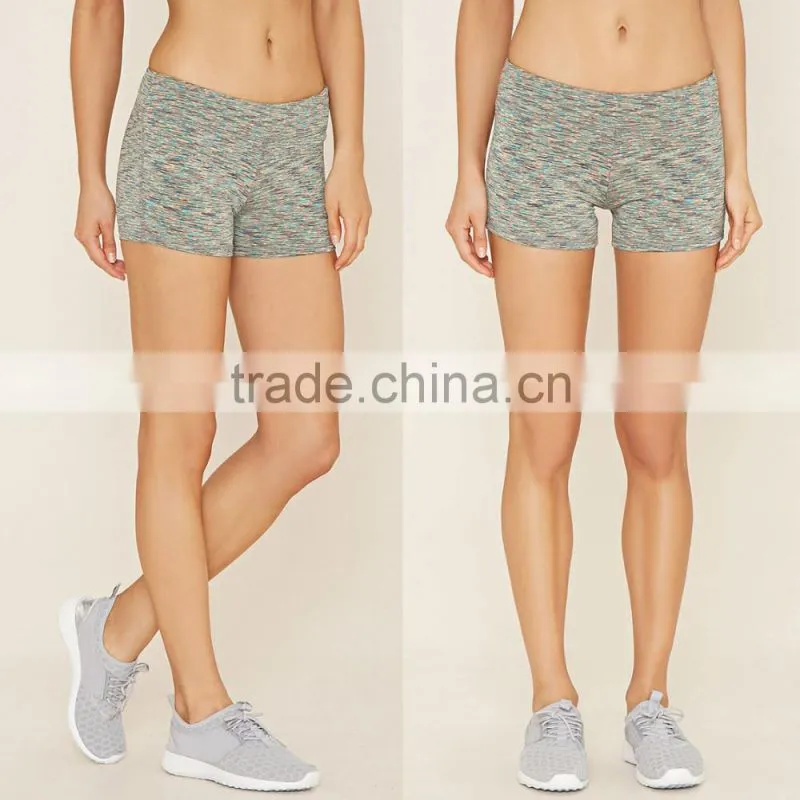 Cheap Wholesale Custom Polyester Spandex Women Fashion Gym Sport Wear Active Space Dye Shorts Pants High Quality