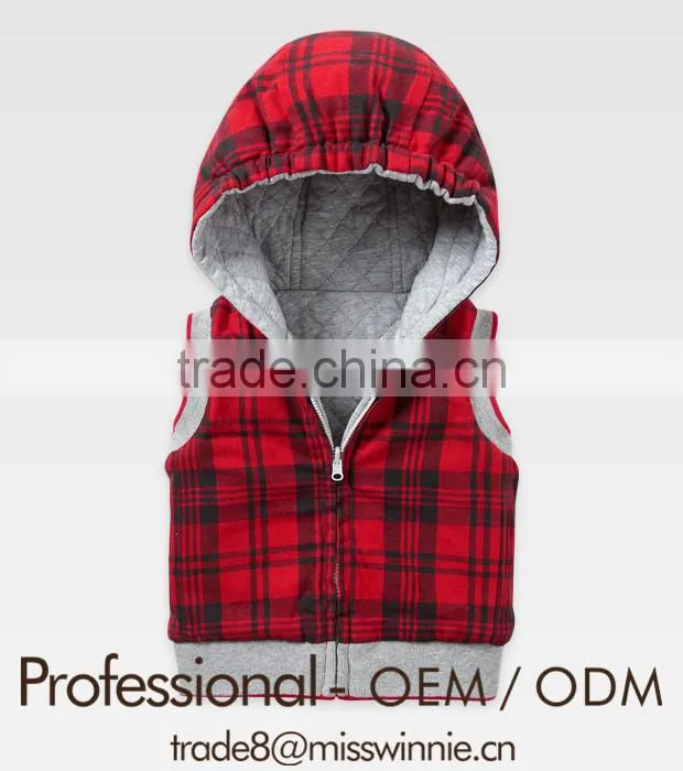 latest new kids' winter warm hood vest thickened padding waistcoat for 2-12 years old kids factory price