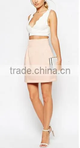 High Waist Pleat Structured Lantern Thick Skirt