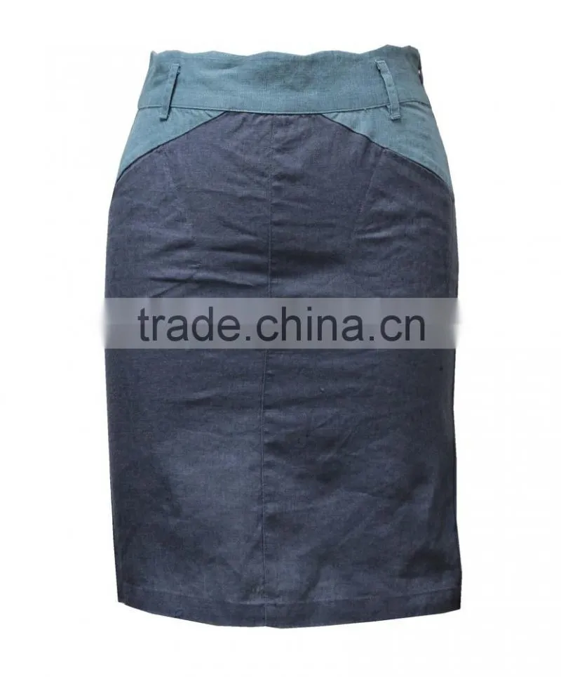 Factory OEM women high fashion plus size contrast color tight fitting knee length mature elagant wrap skirt