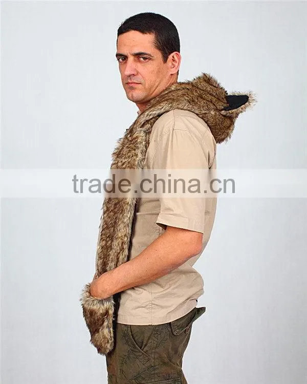 Quality latest safe standard children's animal hood hat and scarf