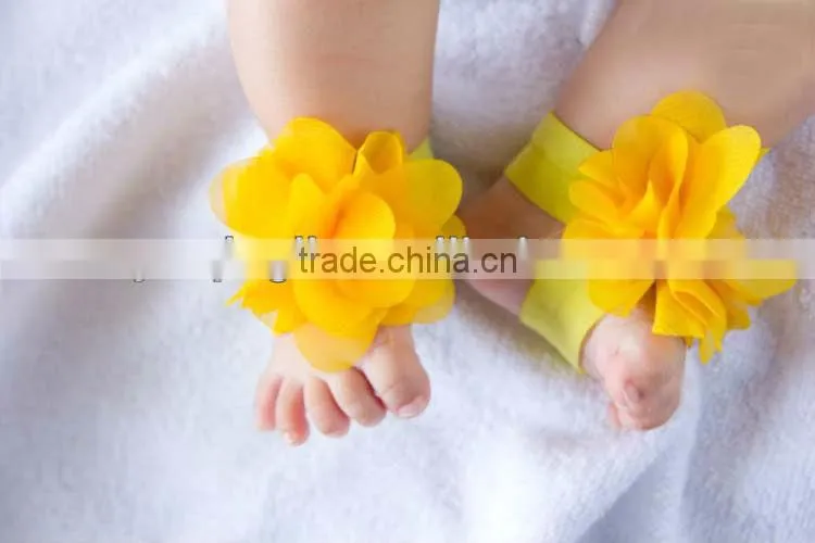 2013 fashion Elastic Barefoot Sandals For Infant Babies Cute Yellow Barefoot Sandals for Baby