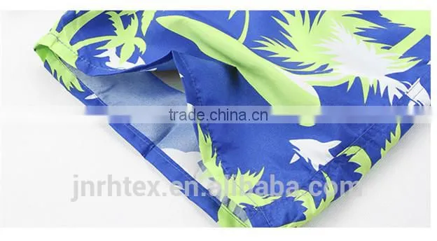2015 Summer Fashion custom polyster and cotton printed mens beach shorts