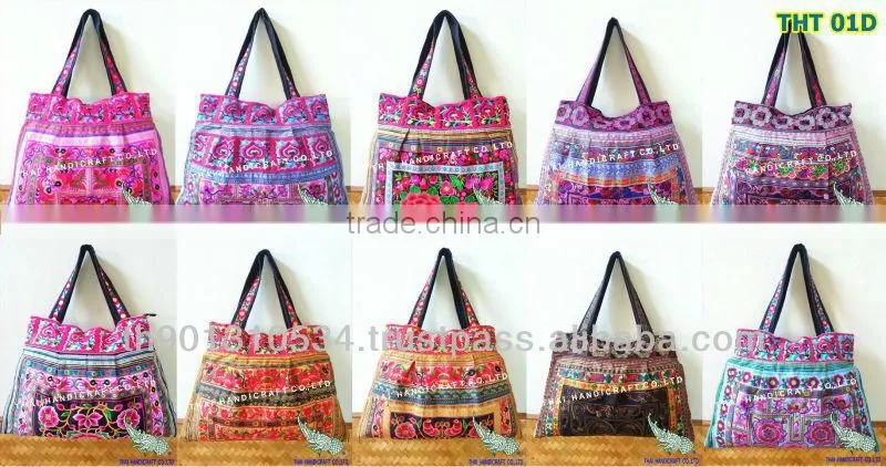 Thai Embroidered HMONG Hill Tribe Tote Hand Bag
