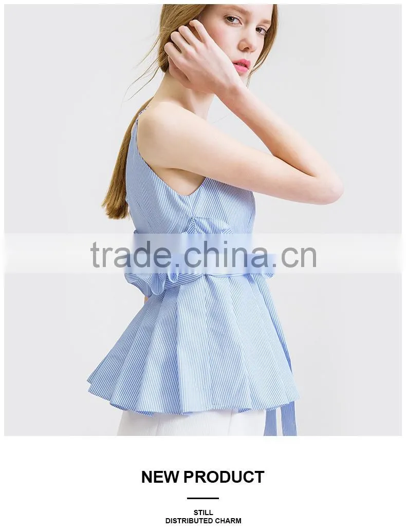 Summer new women's new V collar sleeveless strapless dress high-waist fashion top
