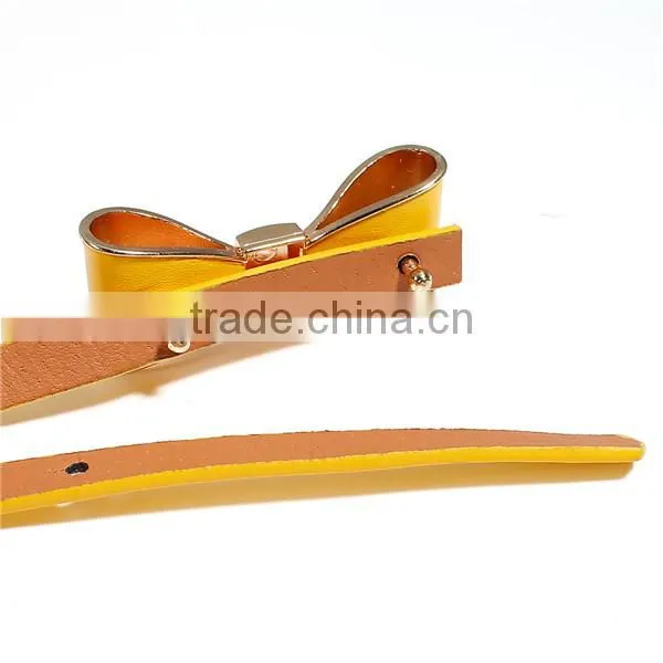 PU Leather Belt Waistband Bowknot Gold Plated Yellow Adjustable