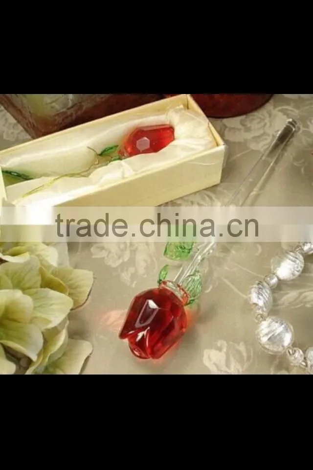 Crystal Flower With Led Light Base for Wedding Souvenir or Gift