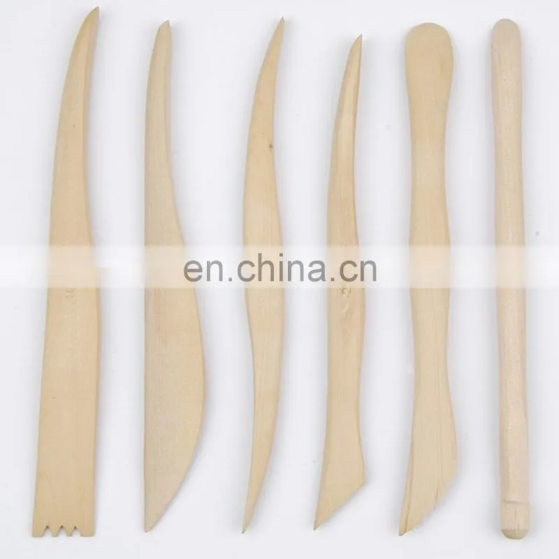 simple 6pcs wooden clay tool set