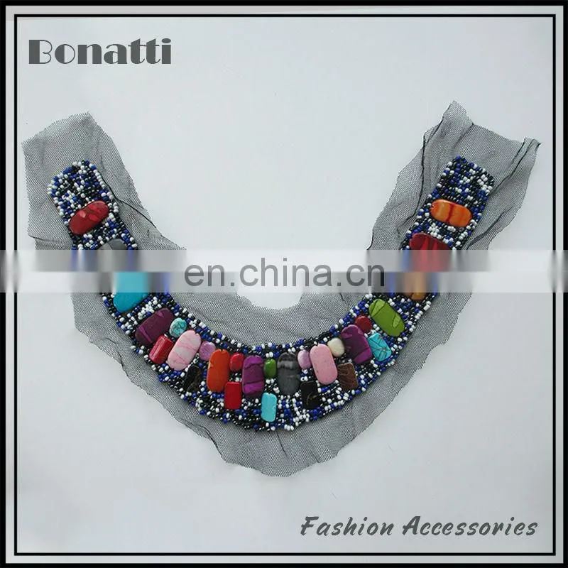 Blue mesh with metal sequins women neck collar