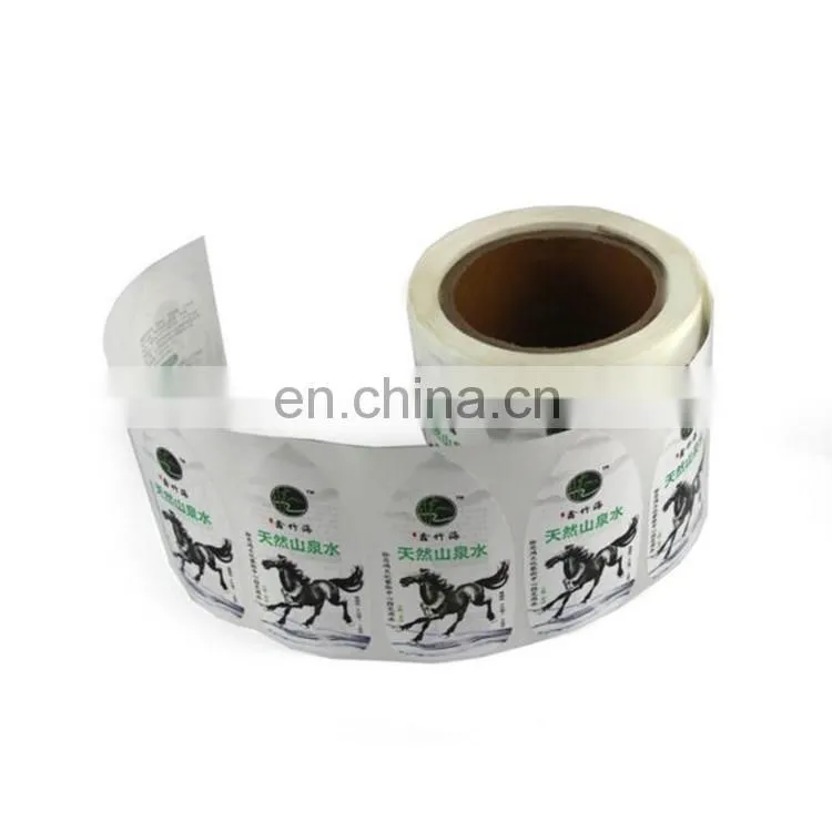 Eco friendly adhesive plastic bottle sticker labels with colorful printing for water