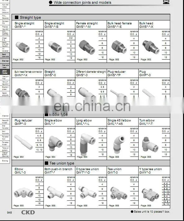 CKD fitting plastic joints GWL4-8