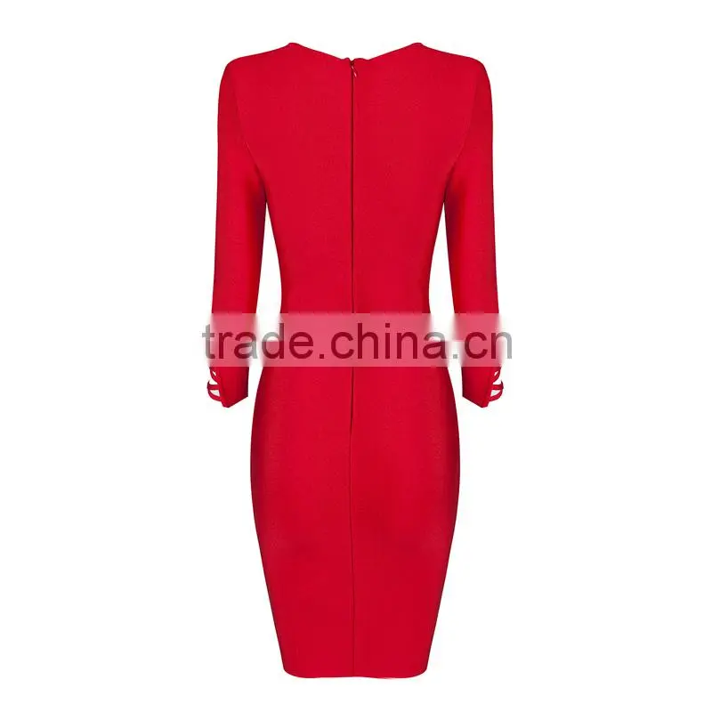 Summer dress 2015 new fashion elegant and sey women black red beige white long sleeve evening party bandage Dress Bandage Bodyco