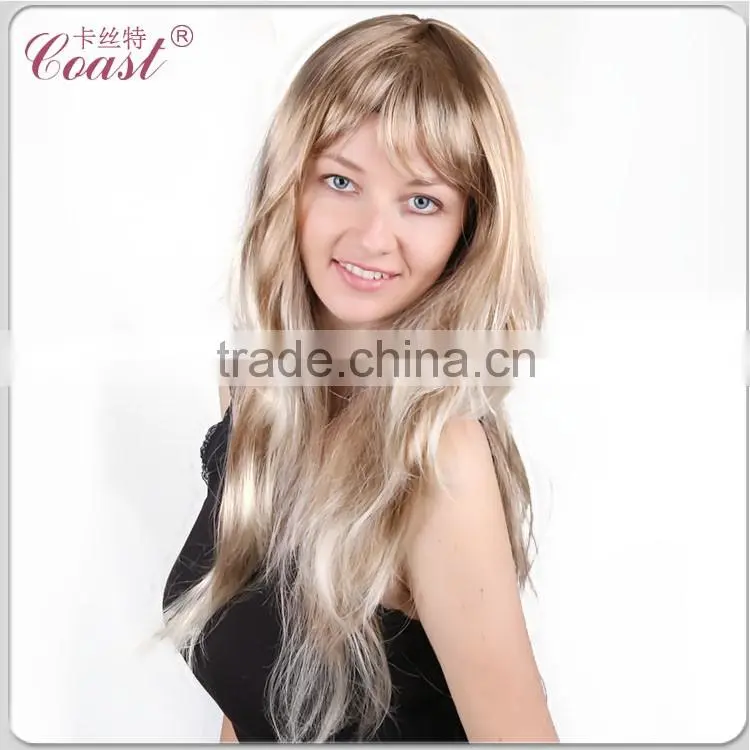 cheap curly long mixed blond wigs