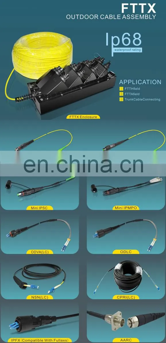 FTTX outdoor waterproof MINI IP LC SC MPO fiber optic patch cable matching optitap