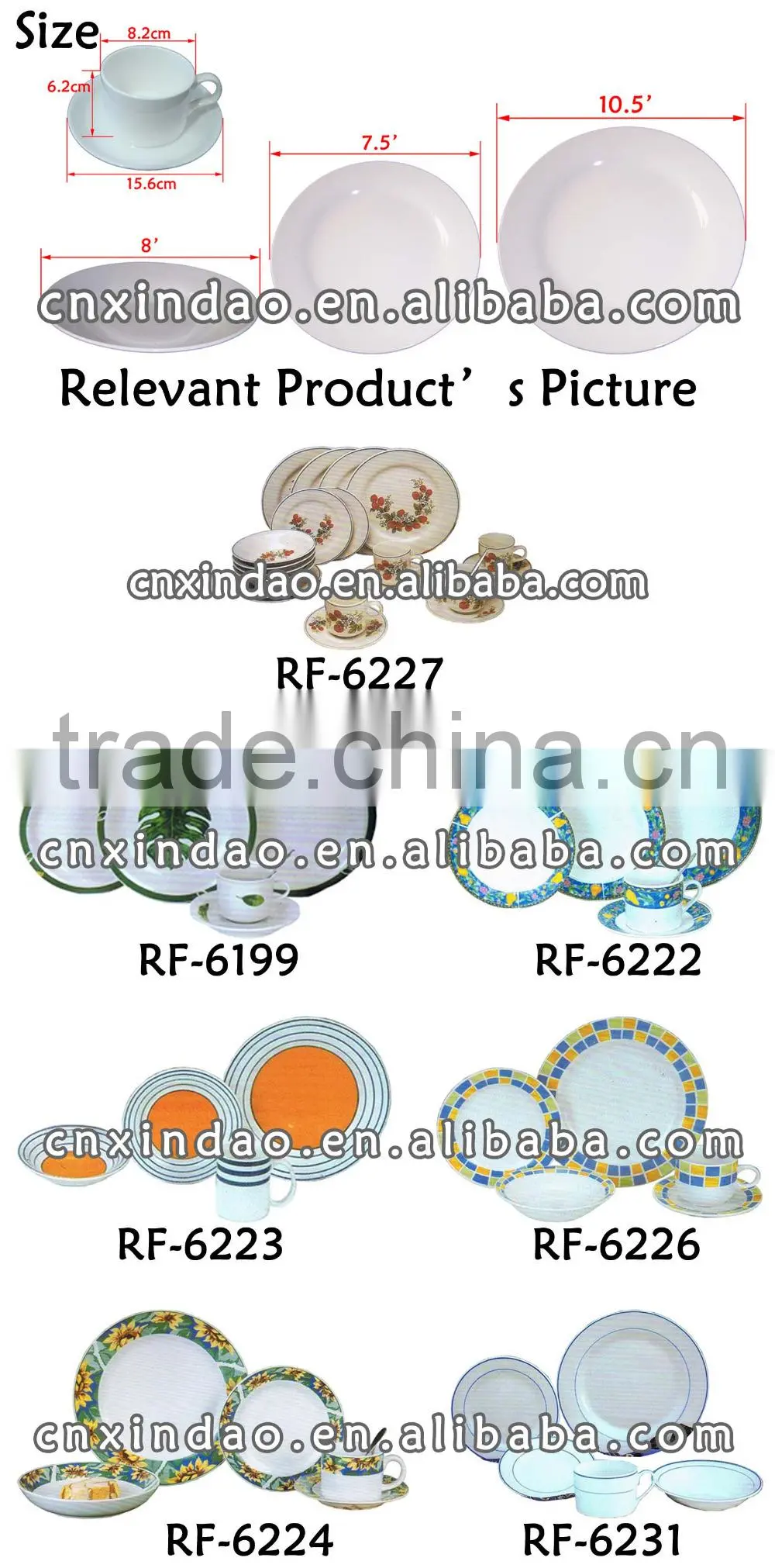 Round Shape Hot Sale 20pcs Custom Print Porcelain Promotion Sets Dinnerware Tableware