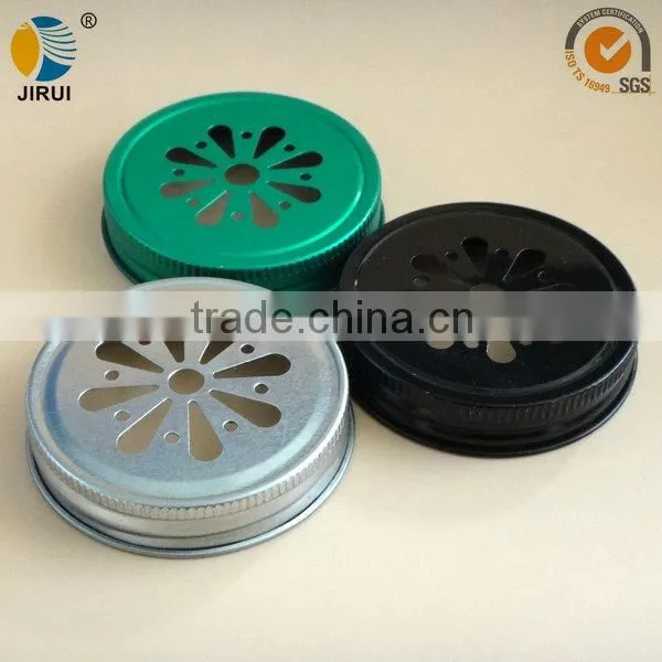 70mm black daisy cut style metal lug cap for manson jar