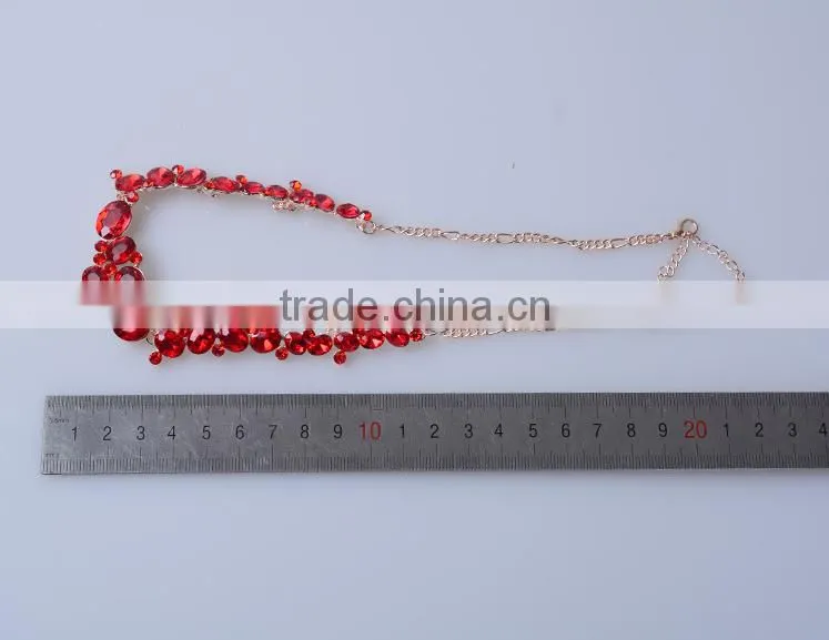 High Quality Jewelry White and Red Diamond Alloy Plating Silver Necklace Set
