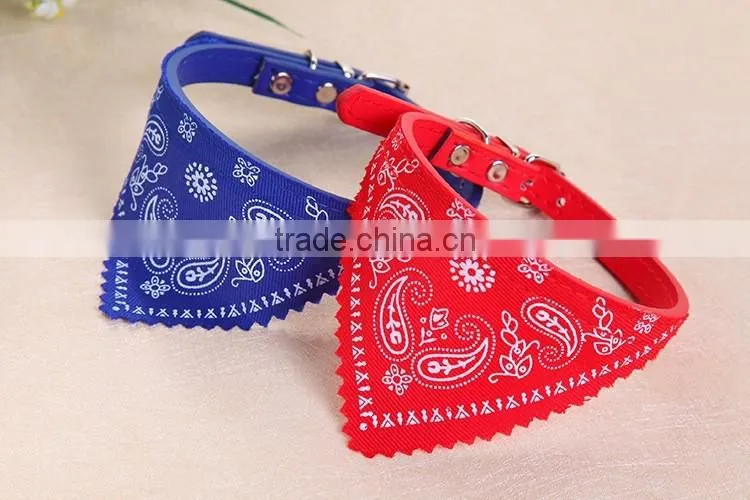 Small PU pet dog collar printed triangle towel hot style pet products manufacturer wholesale