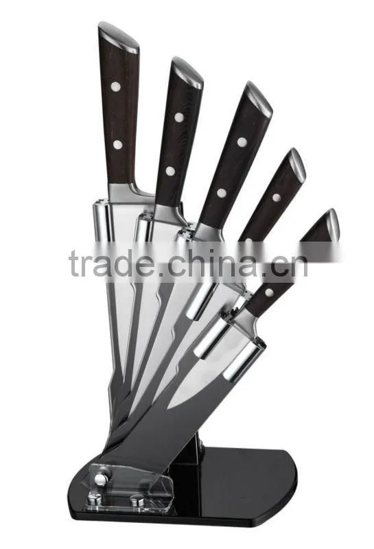 WOOD +HANDLE STAINLESS STEEL 6PCS KITCHEN KNIFE SET