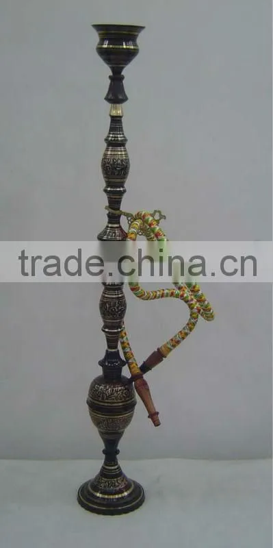 Green Glass & Metal Hukka