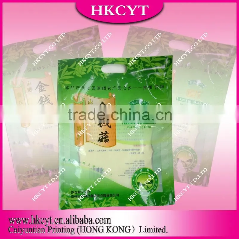 Laminated plastic food packaging bags with clear window