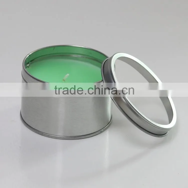 silvery travel tin candle/scented candle/tin candle