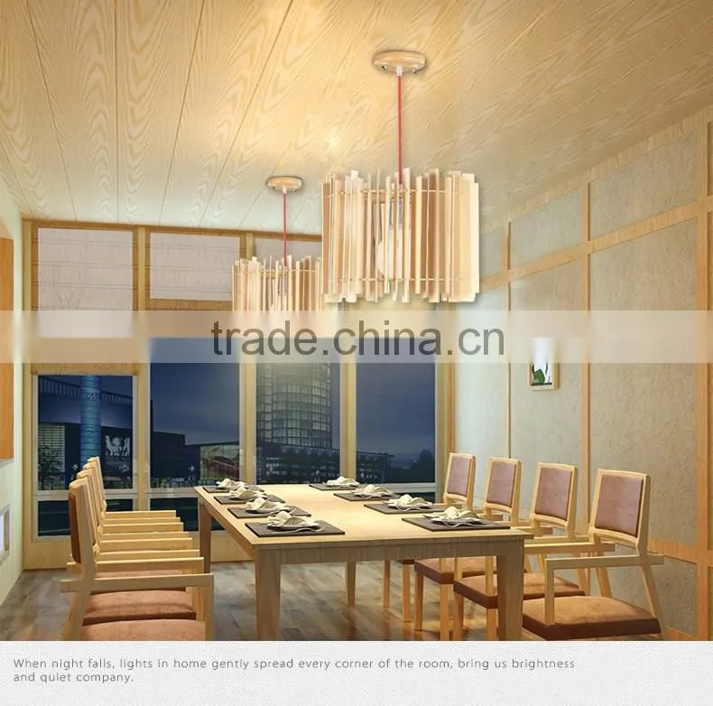 Wooden LED pendant light JK-8005B-04 round wooden e27 lamp holders pendant lamp with Japanese-style light bulb for living room l