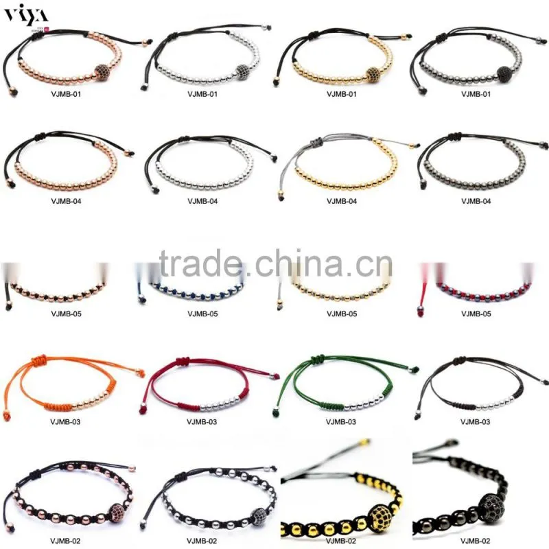 Macrame Beads Bracelet High End Handmade Stainless steel Mix Natural Stones Classic Men Bracelet china.cn Hot Sale