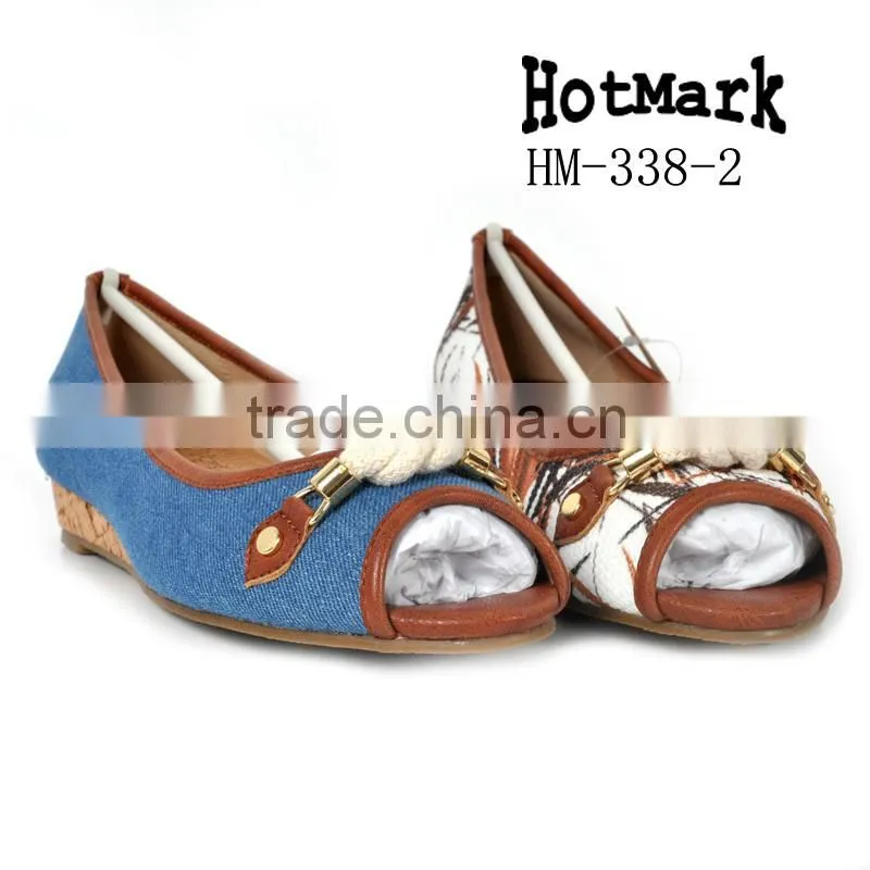 2015 new style dress shoe wholesale custom women leather shoe new design wedge casual shoe