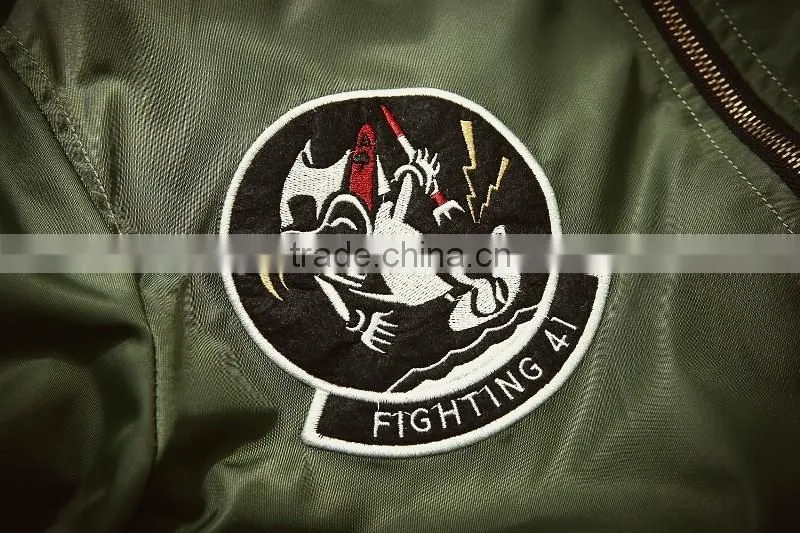 2016 Fashion Quality Embroidered Baseball Jacket for Men's Military Air Force Bomber Jacket Wholesale